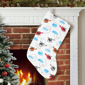 Watercolor helicopter cloud pattern Christmas Stocking