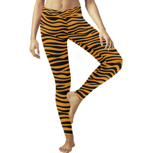 Bengal tigers skin print pattern background Women's Legging Fulfilled In US