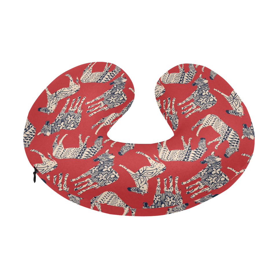 Zebra abstract red background U-Shaped Travel Neck Pillow
