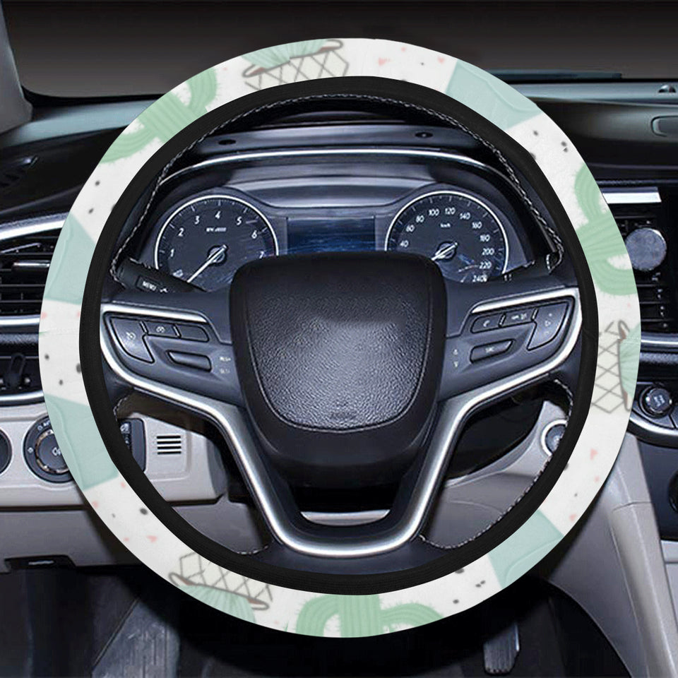 Pastel color cactus pattern Car Steering Wheel Cover