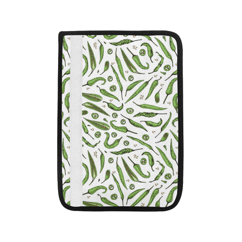Hand drawn sketch style green Chili peppers patter Car Seat Belt Cover