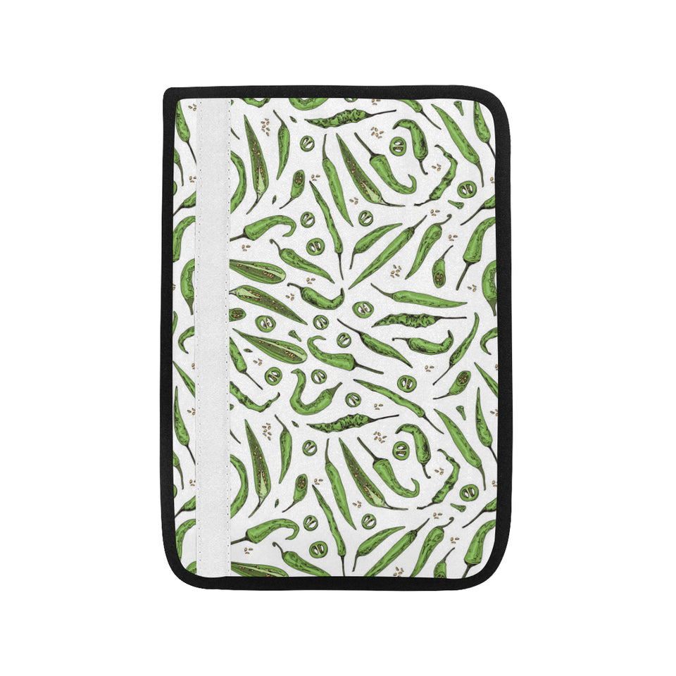 Hand drawn sketch style green Chili peppers patter Car Seat Belt Cover