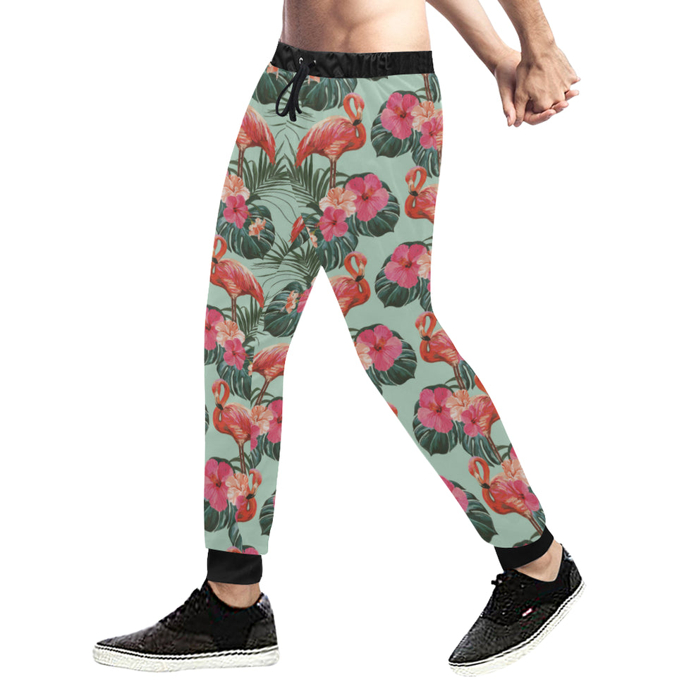 Beautiful flamingo tropical palm leaves hibiscus p Unisex Casual Sweatpants