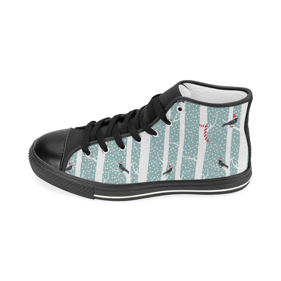 Crows christmas hat scarf Women's High Top Canvas Shoes Black