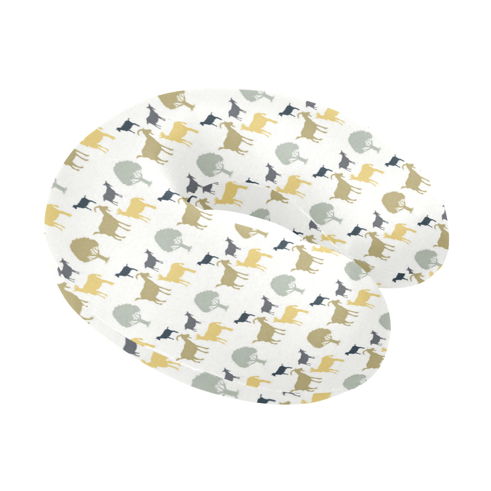 Silhouettes of goat and tree pattern U-Shaped Travel Neck Pillow