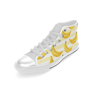 Banana pattern blackground Men's High Top Canvas Shoes White