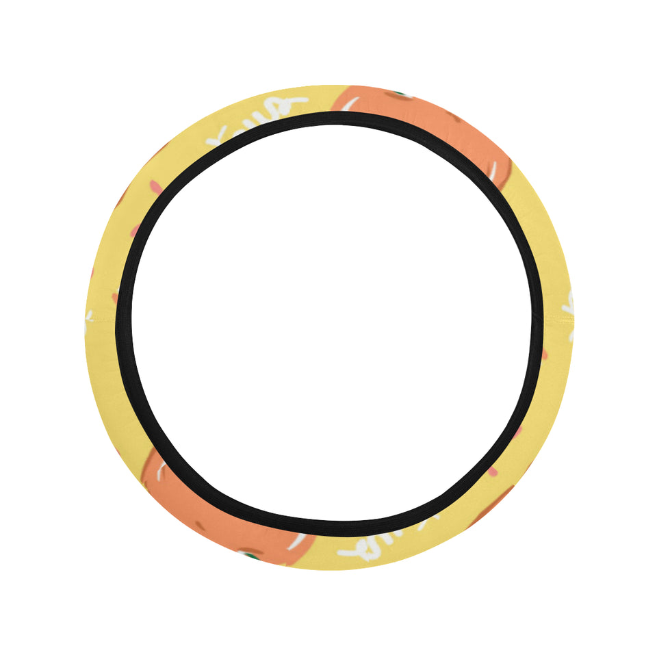 Grapefruit yellow background Car Steering Wheel Cover
