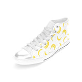 Banana pattern Women's High Top Canvas Shoes White