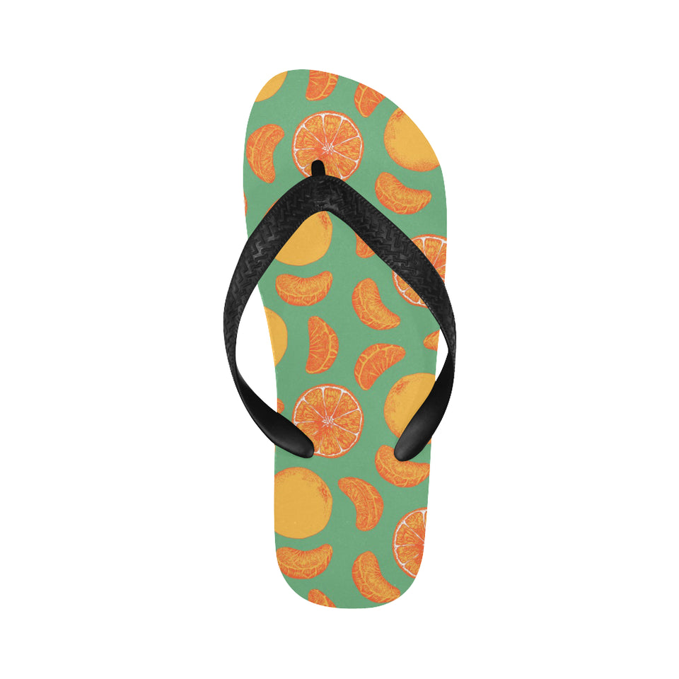 orange fruit pattern green background Unisex Flip Flops