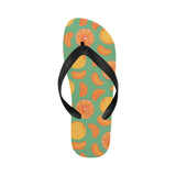 orange fruit pattern green background Unisex Flip Flops