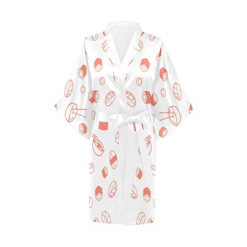 Sushi pattern Women's Short Kimono Robe