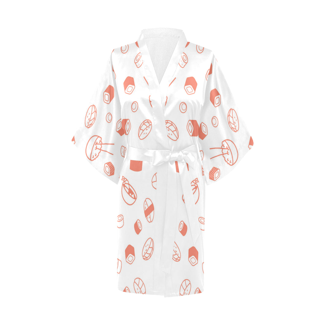Sushi pattern Women's Short Kimono Robe