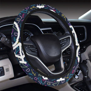 Bicycle Pattern Print Design 03 Car Steering Wheel Cover