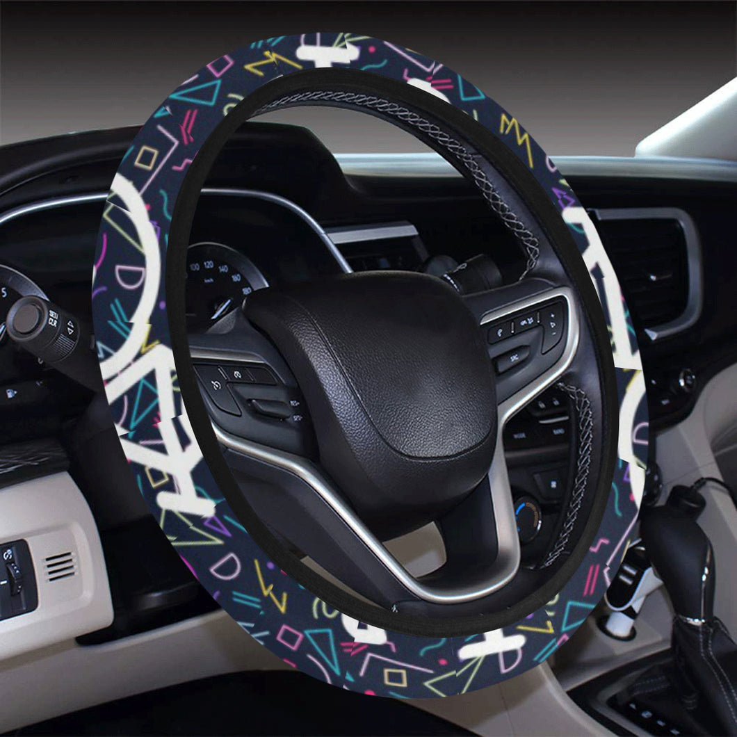 Bicycle Pattern Print Design 03 Car Steering Wheel Cover