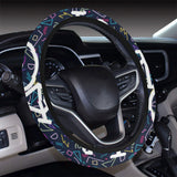 Bicycle Pattern Print Design 03 Car Steering Wheel Cover