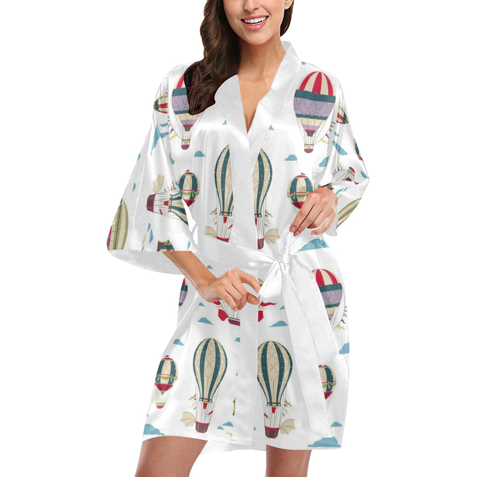 Hot air balloon pattern Women's Short Kimono Robe