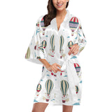 Hot air balloon pattern Women's Short Kimono Robe