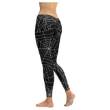 Spider web pattern Black background white cobweb Women's Legging Fulfilled In US