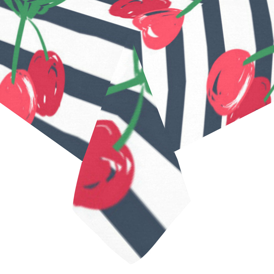 Hand drawn cherry pattern striped background Tablecloth