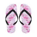 Pink flamingo flower pattern Unisex Flip Flops