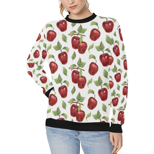 Red apples pattern Women's Crew Neck Sweatshirt