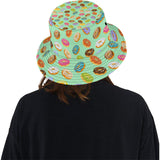 Colorful donut pattern green background Unisex Bucket Hat