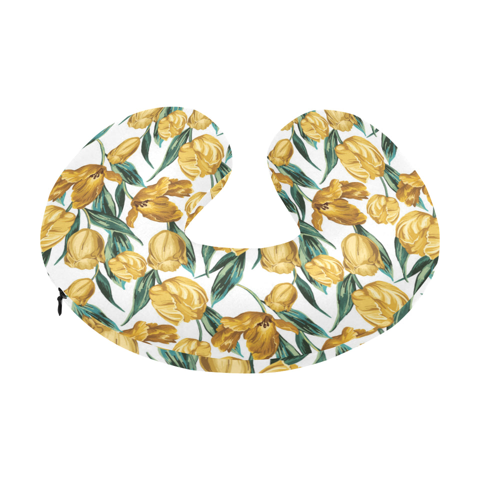 yellow tulips pattern U-Shaped Travel Neck Pillow