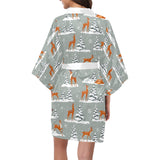 Beautiful deers Winter Christmas Women's Short Kimono Robe