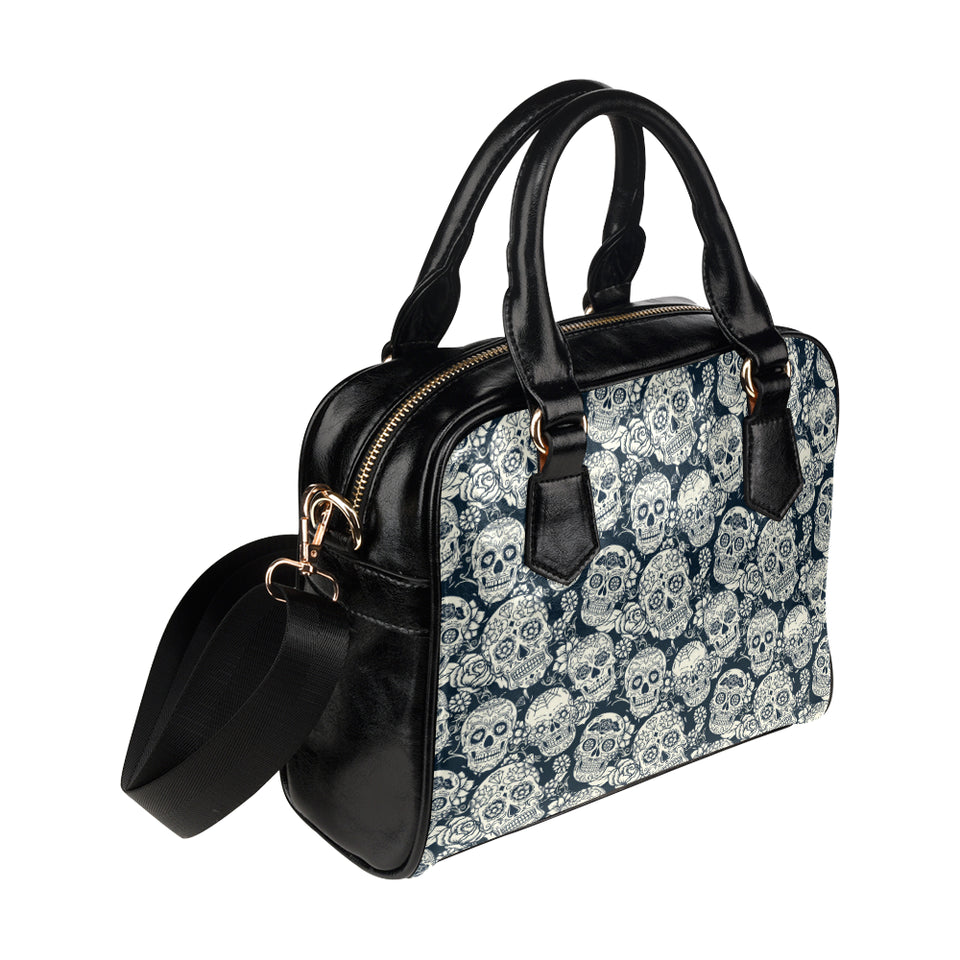 Sugar skull black white pattern Shoulder Handbag