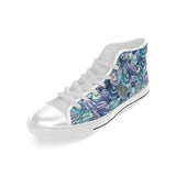 Shell design pattern Men's High Top Canvas Shoes White