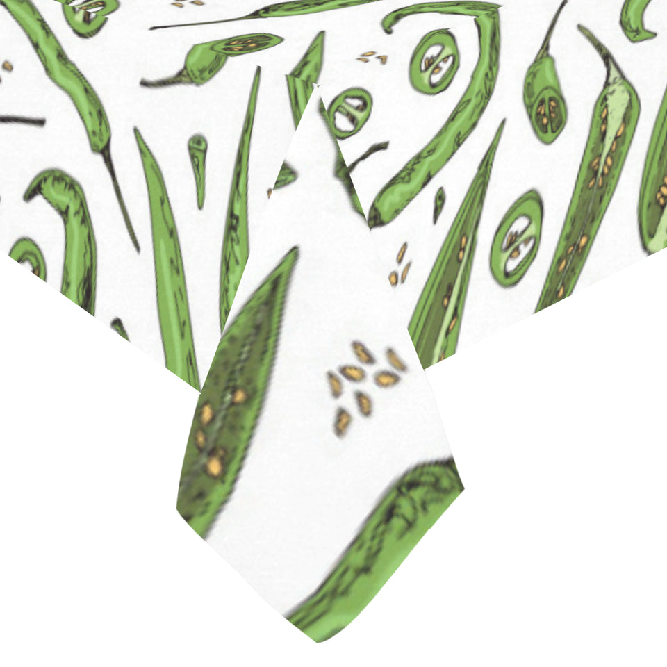 Hand drawn sketch style green Chili peppers patter Tablecloth