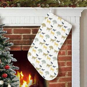 Silhouettes of goat and tree pattern Christmas Stocking