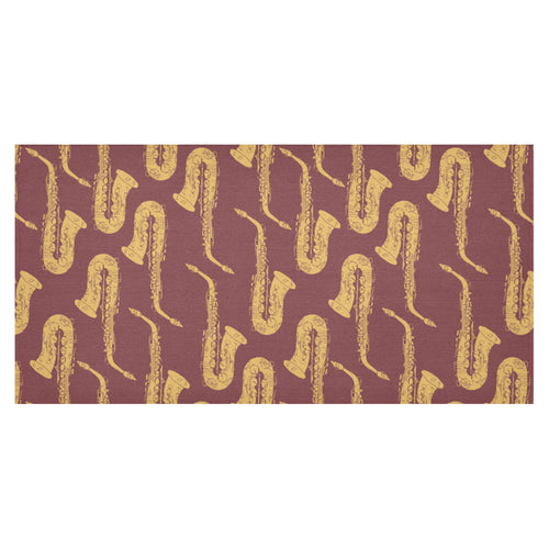 Hand drawn gold saxophone red background Tablecloth