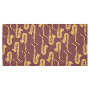 Hand drawn gold saxophone red background Tablecloth