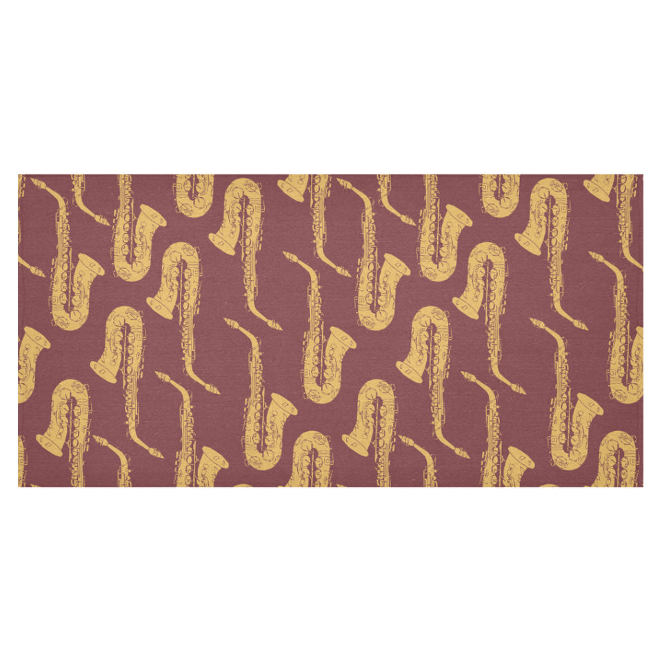 Hand drawn gold saxophone red background Tablecloth