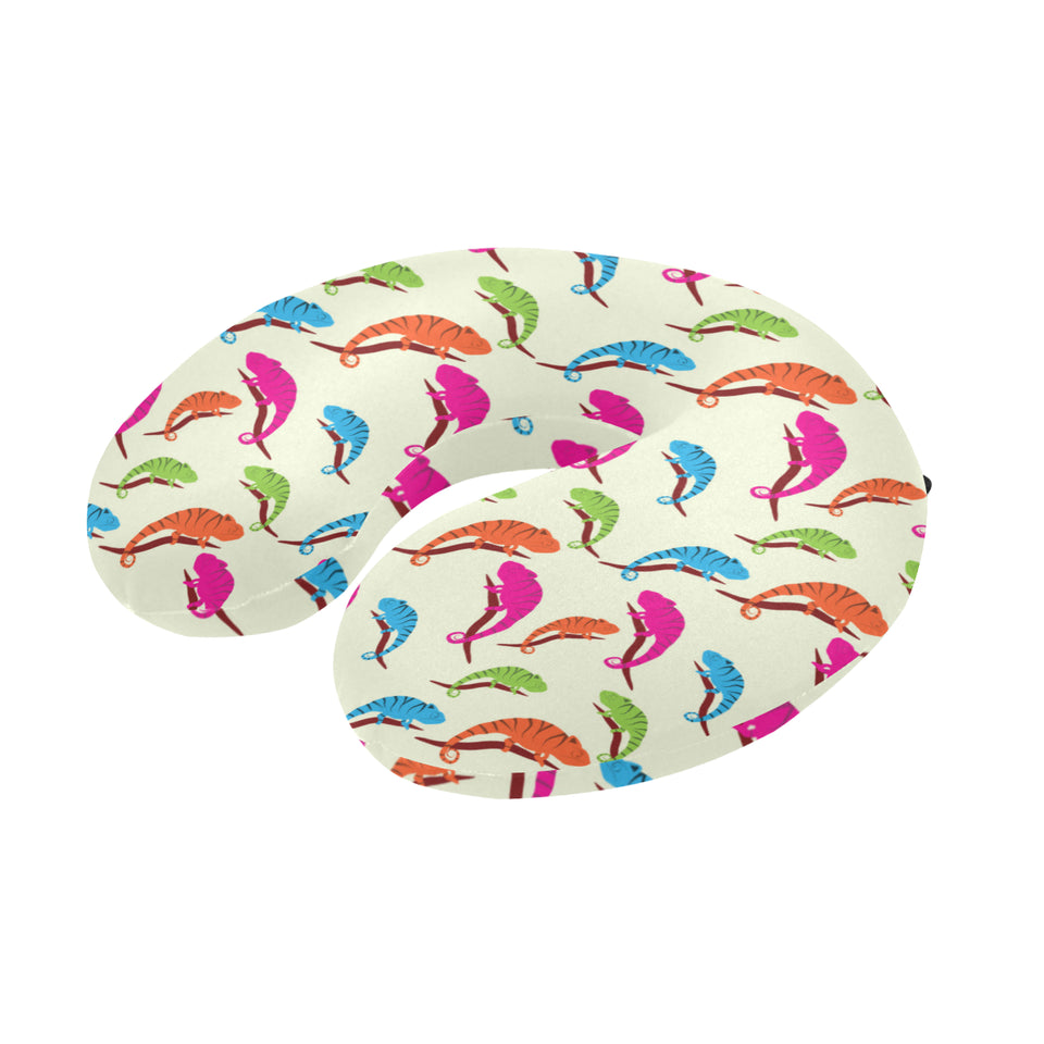 Colorful Chameleon lizard pattern U-Shaped Travel Neck Pillow