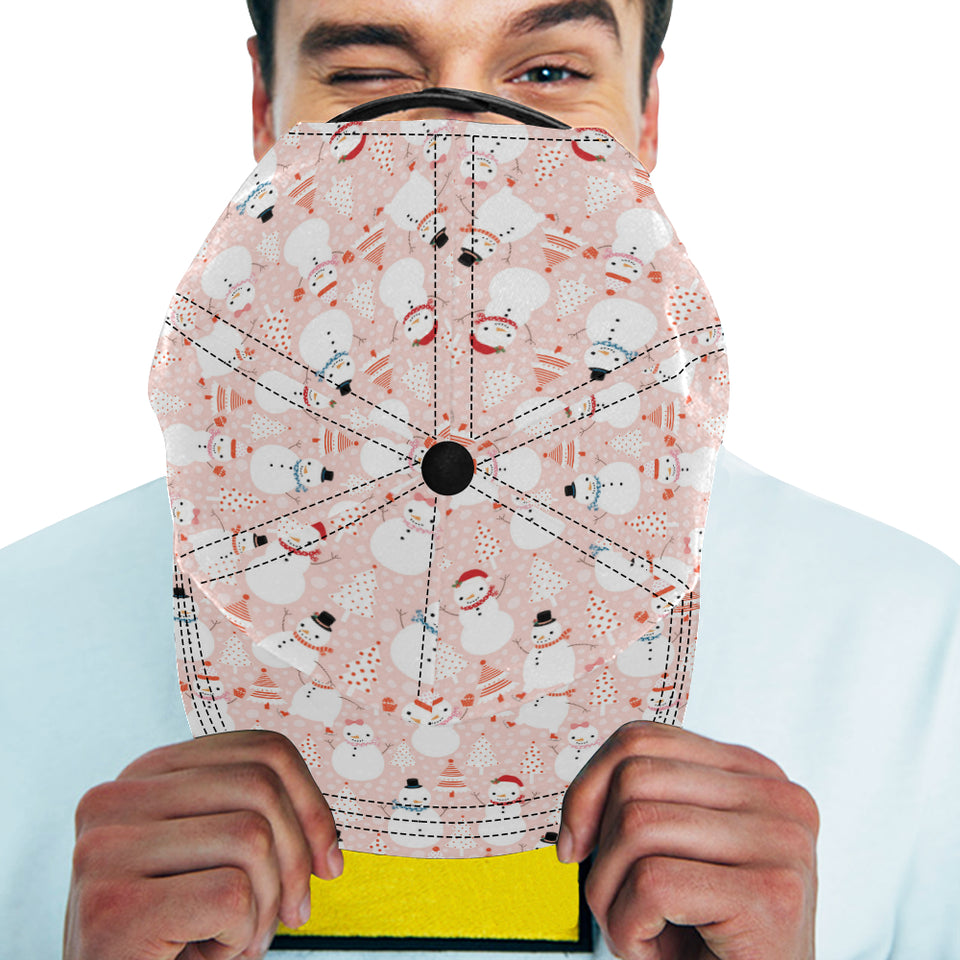 Cute snowman christmas tree snowpink background All Over Print Snapback Cap