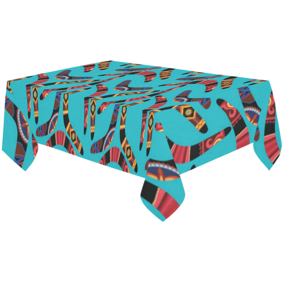 Boomerang Australian aboriginal ornament blue back Tablecloth