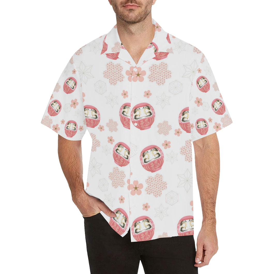 Daruma japanese wooden doll cherry blossom flower Men's All Over Print Hawaiian Shirt