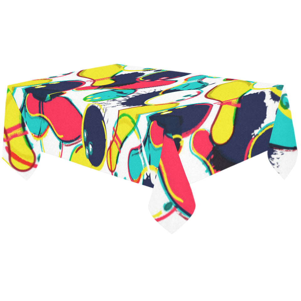 watercolor bowling ball pins Tablecloth