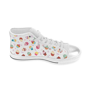 Cake cupcake design pattern Women's High Top Canvas Canvas Shoes White