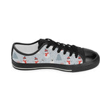 Snowman christmas  tree snow gray background Women's Low Top Canvas Shoes Black