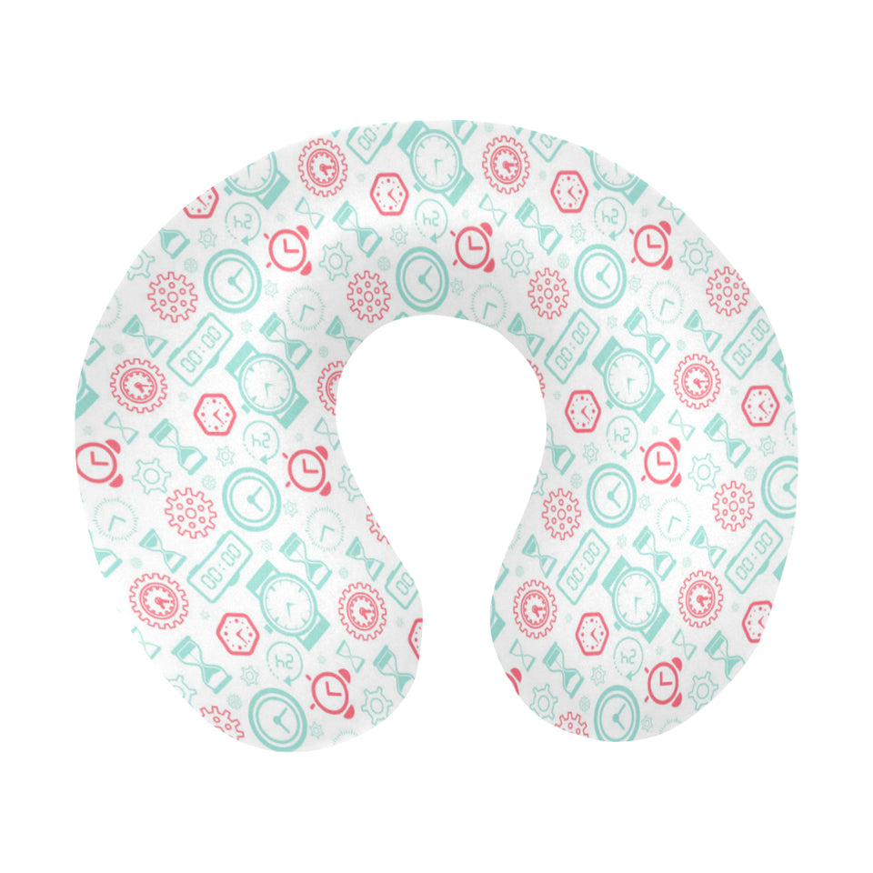 Clock time pattern blackground U-Shaped Travel Neck Pillow
