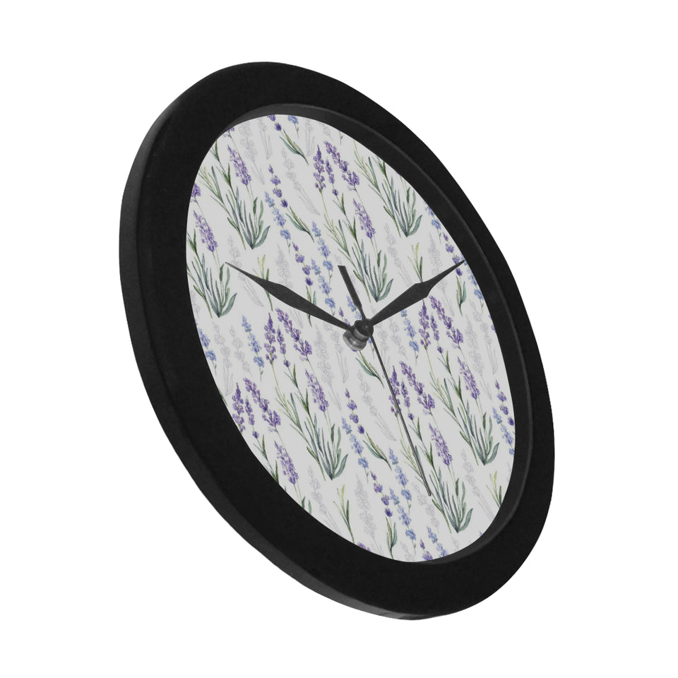 Hand painting Watercolor Lavender Elegant Black Wall Clock