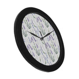 Hand painting Watercolor Lavender Elegant Black Wall Clock