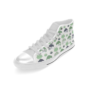 Chameleon lizard succulent plant pattern Men's High Top Canvas Shoes White