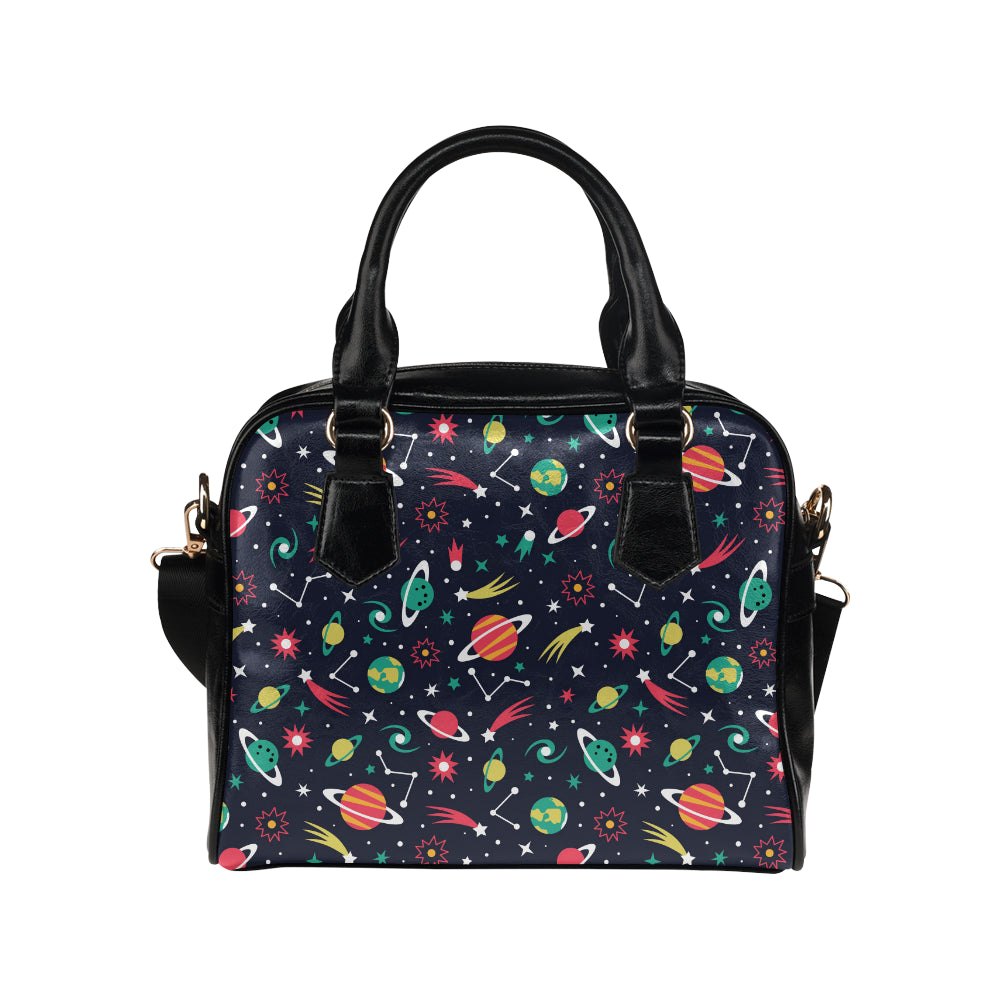 colorful space pattern planet star Shoulder Handbag
