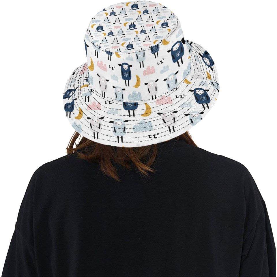 Cute sleeping sheep moon cloud pattern Unisex Bucket Hat