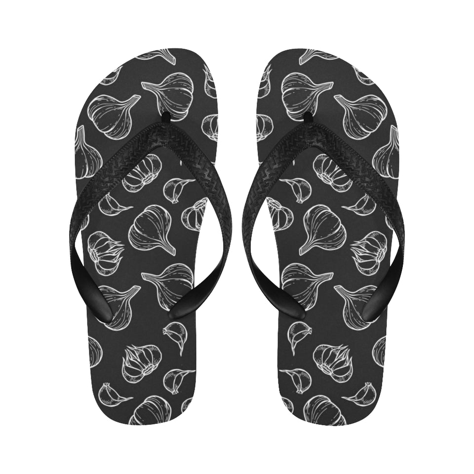 Garlic pattern black background Unisex Flip Flops