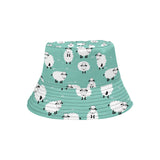 Cute sheep green background Unisex Bucket Hat